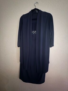 Covington Navy Blue Women's Embellished dress with attached jacket